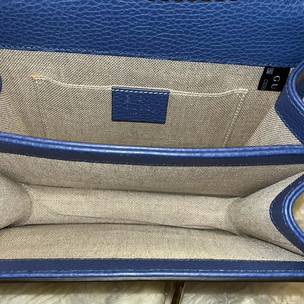 Gucci New Blue Leather Interlocking GG Marmont Small Crossbody Purse *Authentic - Picture 6 of 13